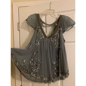 Free People Beaded Babydoll Top XS
